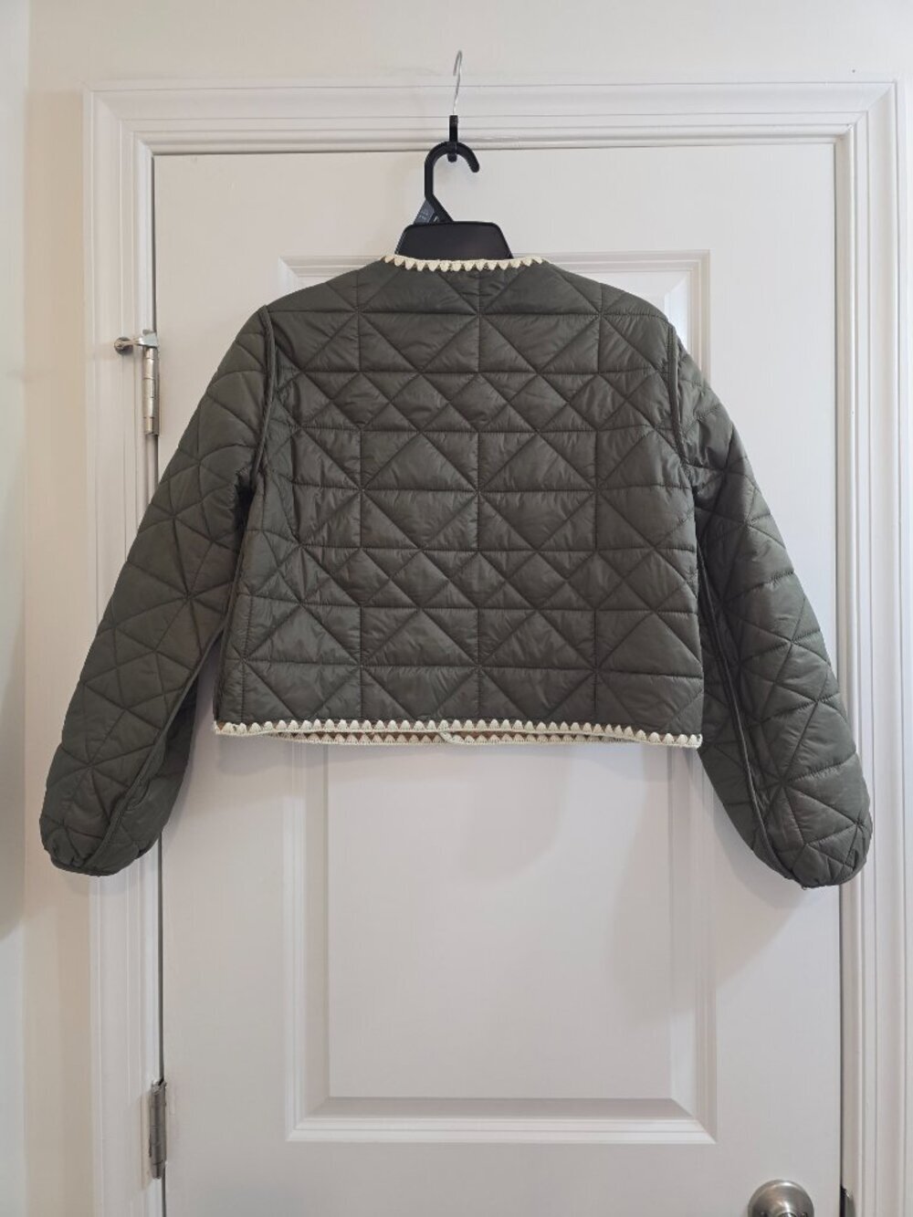 JOIE Whipstitch Quilted Buttoned Reversible Jacket Tan/Green - Picture 8 of 8